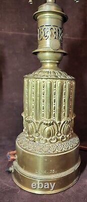Antique french bronze electrified oil lamp