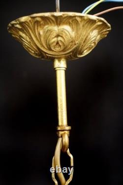 Antique hanging lamp lantern chandelier Ceiling Light French Brass 1920