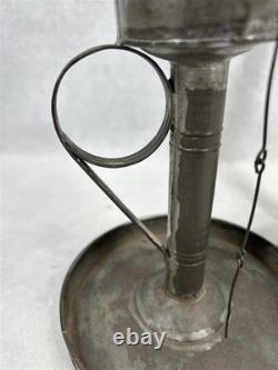 Antique lamp lantern whale oil with tidy/ wick pick early 18th, 19th c original