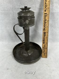 Antique lamp lantern whale oil with tidy/ wick pick early 18th, 19th c original