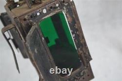 Antique lantern lamp hang carry oil green glass Germany sideopen 19th original