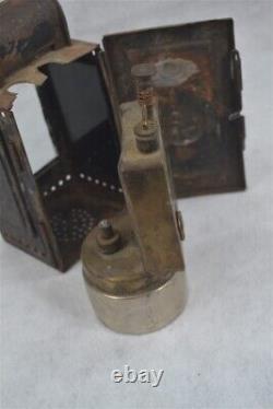 Antique lantern lamp hang carry oil green glass Germany sideopen 19th original