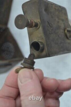 Antique lantern lamp hang carry oil green glass Germany sideopen 19th original