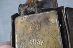 Antique lantern lamp hang carry oil green glass Germany sideopen 19th original