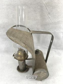 Antique oil lamp lantern tin glass sit, carry, hang utility original 19th c