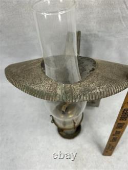 Antique oil lamp lantern tin glass sit, carry, hang utility original 19th c