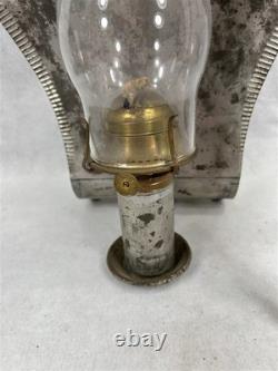Antique oil lamp lantern tin glass sit, carry, hang utility original 19th c