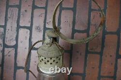Antique oil lantern wrist handle star punched 18 inch