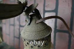 Antique oil lantern wrist handle star punched 18 inch