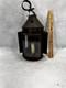 Antique tin candle lantern lamp unusual 3 sides withglass original 19thc