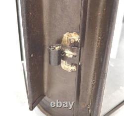 Antique tin candle lantern lamp unusual 3 sides withglass original 19thc
