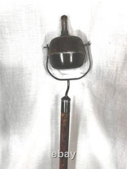 Antique tin parade torch lamp lantern oil wooden post original 1800s
