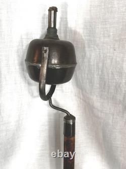 Antique tin parade torch lamp lantern oil wooden post original 1800s
