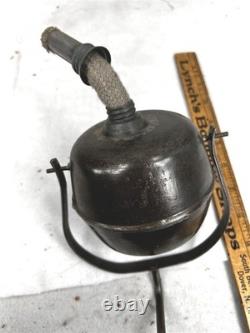 Antique tin parade torch lamp lantern oil wooden post original 1800s
