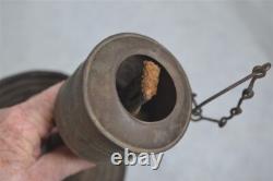 Antique tin whale oil lamp lantern with wick pick 18th/19th sit carry original