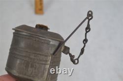 Antique tin whale oil lamp lantern with wick pick 18th/19th sit carry original