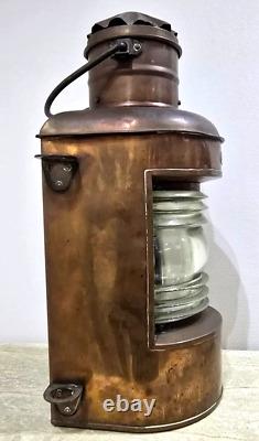Antique vintage Large Maritime Copper Masthead Boat Lantern