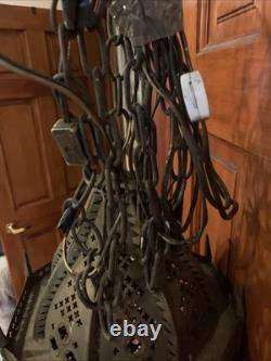 Antique/ vintage Moroccan Pierced Brass Lantern Hanging Lamp Middle Eastern