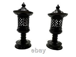 Antiques/Vintage 2 Unique Ancient Bronze Lantern Japan 19th 20th Century Rare