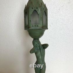 Art Nouveau Figural Lady Lantern Lamp