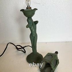 Art Nouveau Figural Lady Lantern Lamp