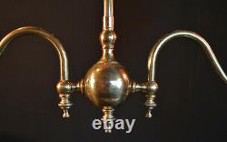 Art nouveau vintage brass 2 arm chandelier lantern 1930s French handmade shades