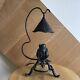 Arts & Crafts Mission Gothic Lamp Lantern Light Antique Black Tin Shade Rustic