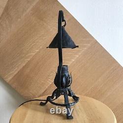 Arts & Crafts Mission Gothic Lamp Lantern Light Antique Black Tin Shade Rustic