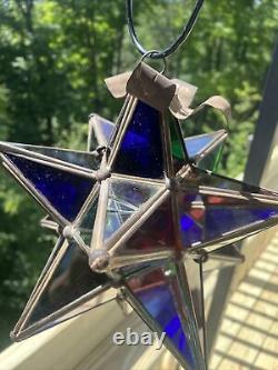 Authentic Antique Moravian Star Light Lantern Good Condition Multi Colored