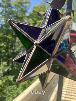 Authentic Antique Moravian Star Light Lantern Good Condition Multi Colored