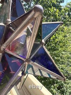 Authentic Antique Moravian Star Light Lantern Good Condition Multi Colored