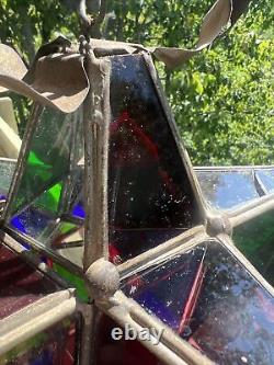 Authentic Antique Moravian Star Light Lantern Good Condition Multi Colored