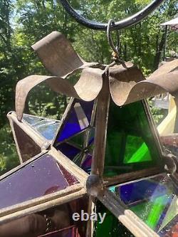 Authentic Antique Moravian Star Light Lantern Good Condition Multi Colored