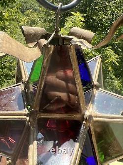 Authentic Antique Moravian Star Light Lantern Good Condition Multi Colored