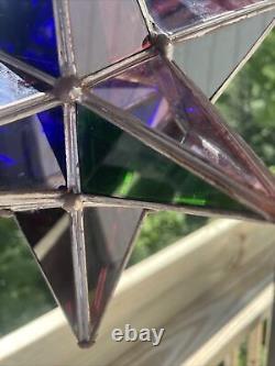 Authentic Antique Moravian Star Light Lantern Good Condition Multi Colored