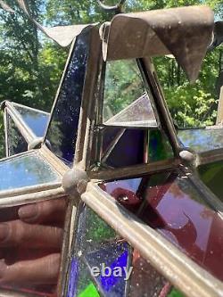 Authentic Antique Moravian Star Light Lantern Good Condition Multi Colored