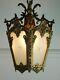 Beautiful Vintage French Bronze and Etched Glass Lantern/Hall Light