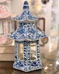 Blue Floral Chinese Porcelain Pagoda Lantern-11h