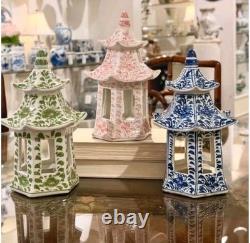 Blue Floral Chinese Porcelain Pagoda Lantern-11h Blue Floral Chinese Porcelain Pagoda Lantern-11h