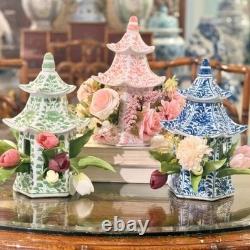 Blue Floral Chinese Porcelain Pagoda Lantern-11h