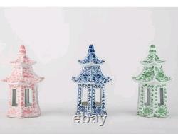 Blue Floral Chinese Porcelain Pagoda Lantern-11h