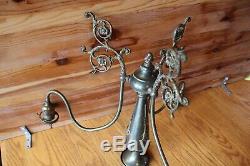 Brass Chandelier Vintage 3 Arm lantern lamp style electric torch relief design