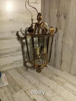Brass/Glass Antique Grand Entrance Lantern, Dimensions 25H x 13W