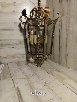 Brass/Glass Antique Grand Entrance Lantern, Dimensions 25H x 13W