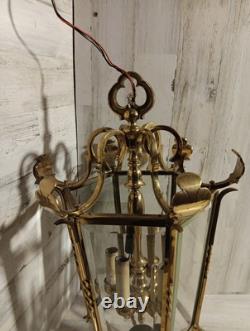 Brass/Glass Antique Grand Entrance Lantern, Dimensions 25H x 13W