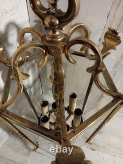Brass/Glass Antique Grand Entrance Lantern, Dimensions 25H x 13W