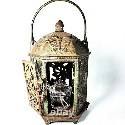 Butterfly Old Bronz Hanging Jarden Lantern Antique Height 11.2 Made in Japan