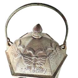 Butterfly Old Bronz Hanging Jarden Lantern Antique Height 11.2 Made in Japan