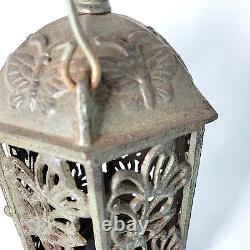 Butterfly Old Bronz Hanging Jarden Lantern Antique Height 11.2 Made in Japan