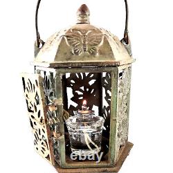 Butterfly Old Bronz Hanging Jarden Lantern Antique Height 11.2 Made in Japan